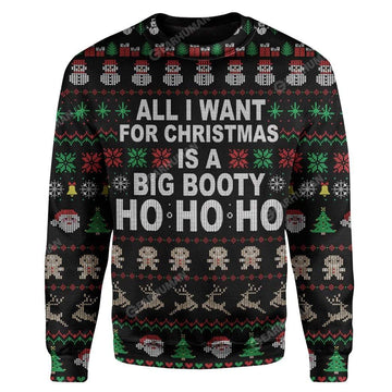 Big Booty Hoe Ho Ho Ho Custom Sweater Apparel HD-QM28111918 Ugly Christmas Sweater Long Sleeve S 