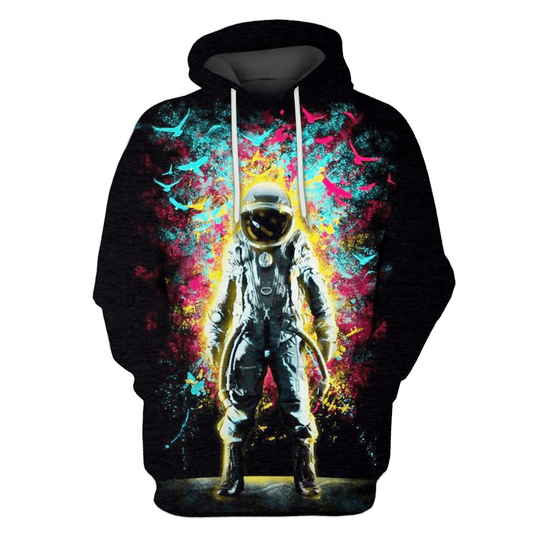 Black Astronaut in the space Custom T-shirt - Hoodies Apparel HD-GH110341 3D Custom Fleece Hoodies Hoodie S 