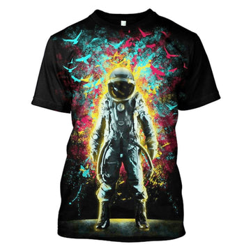Gearhumans Black Astronaut in the space Custom T-shirt - Hoodies Apparel