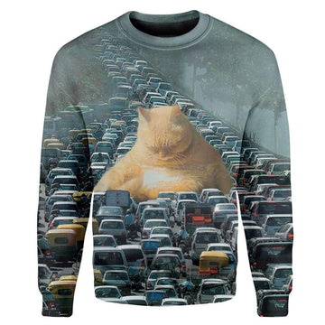 Gearhumans Blursed Roadblock Cat Custom T-Shirts Hoodies Apparel