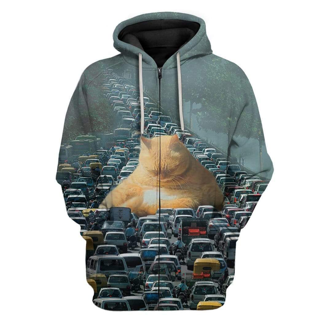 Blursed Roadblock Cat Custom T-Shirts Hoodies Apparel CT-AT3001204 3D Custom Fleece Hoodies Zip Hoodie S 