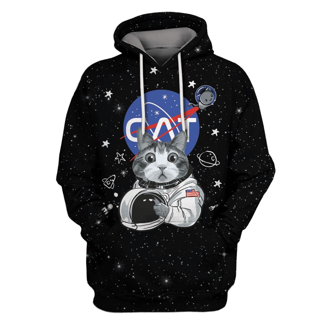 CAT ASTRONAUT Custom T-shirt - Hoodies Apparel HD-GH110460 3D Custom Fleece Hoodies Hoodie S 