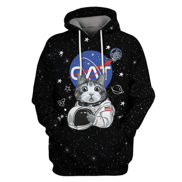 Gearhumans CAT ASTRONAUT Custom T-shirt - Hoodies Apparel