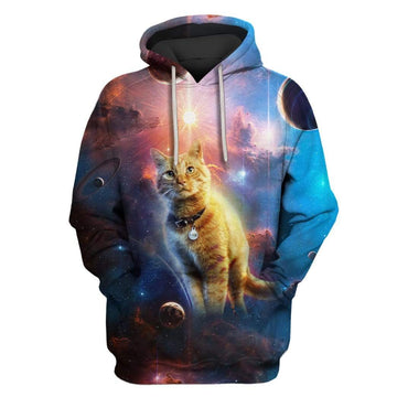 Gearhumans Cat in space Custom T-shirt - Hoodies Apparel