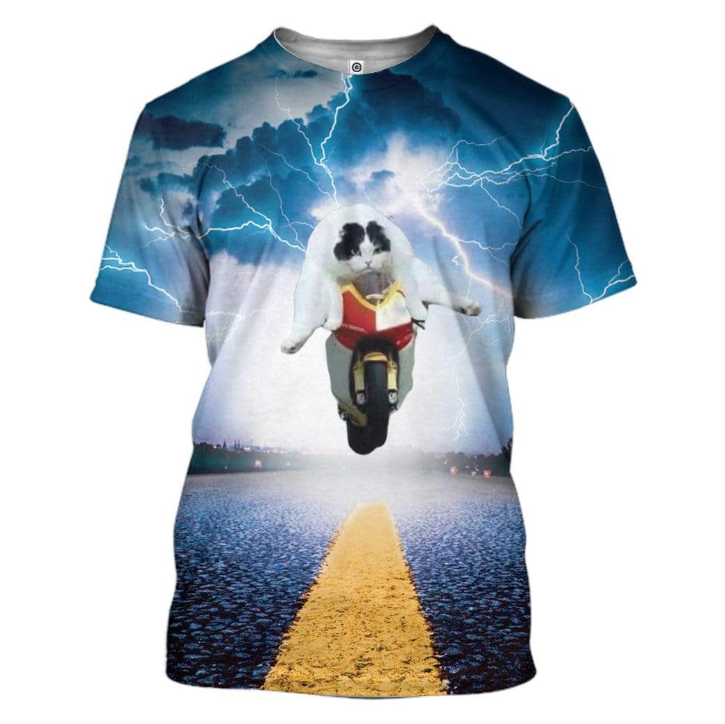 Cat Motorbike Racing Custom T-Shirts Hoodies Apparel CT-TA0201205 3D Custom Fleece Hoodies T-Shirt S 