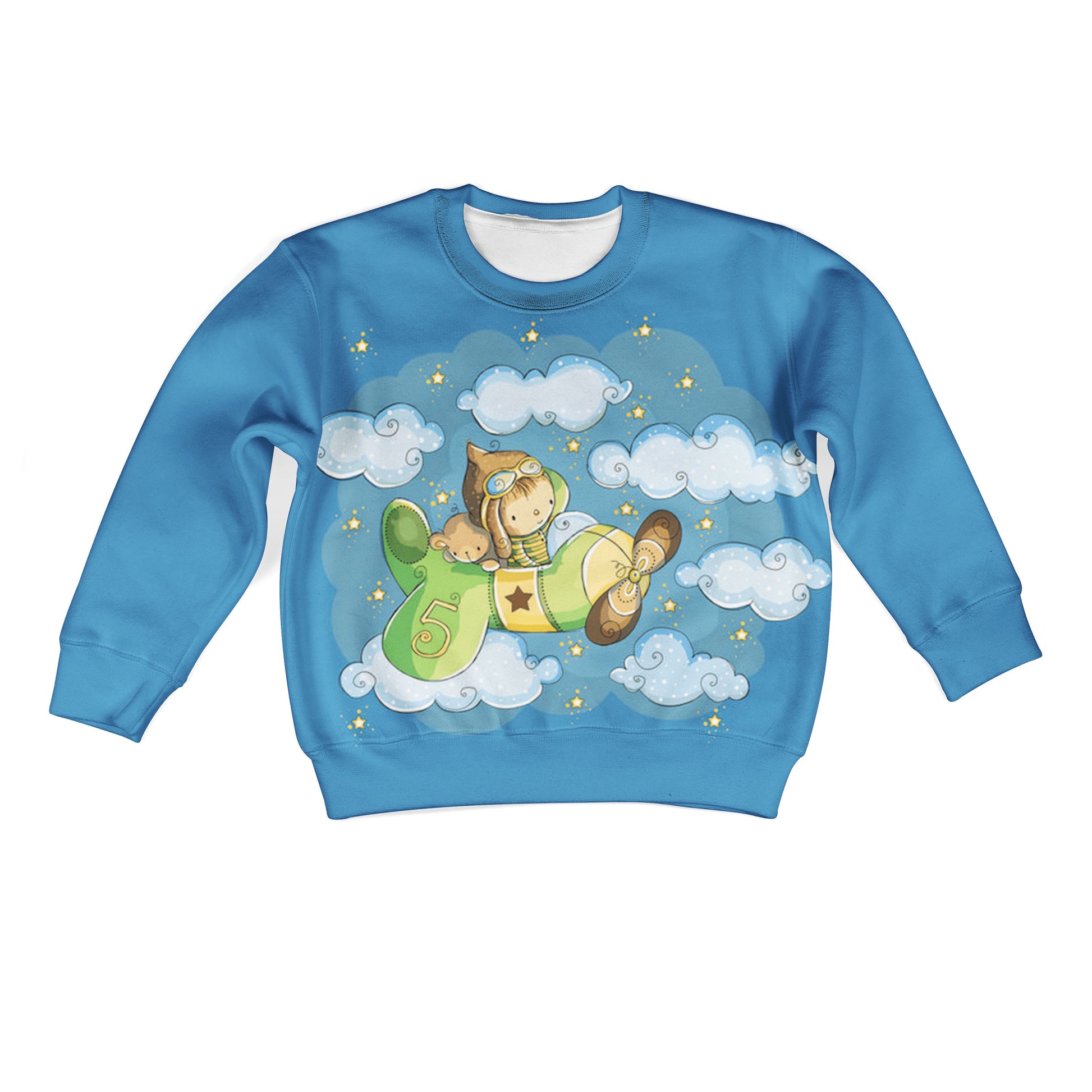 Child Pilot Flying In The Sky Custom Hoodies T-shirt Apparel HD-PET110261K kid 3D apparel Kid Sweatshirt S/6-8 