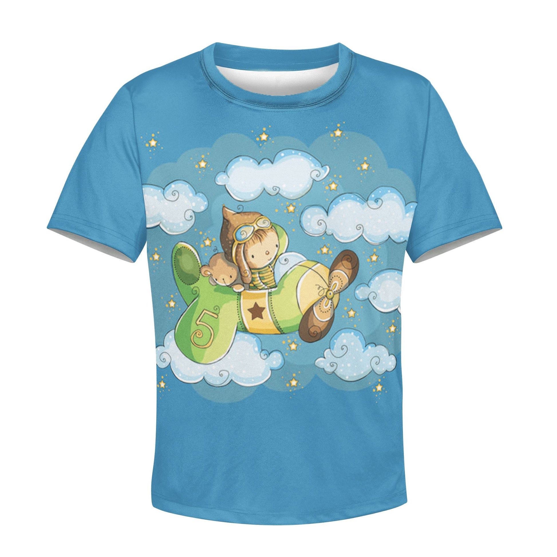 Child Pilot Flying In The Sky Custom Hoodies T-shirt Apparel HD-PET110261K kid 3D apparel Kid T-Shirt XS 