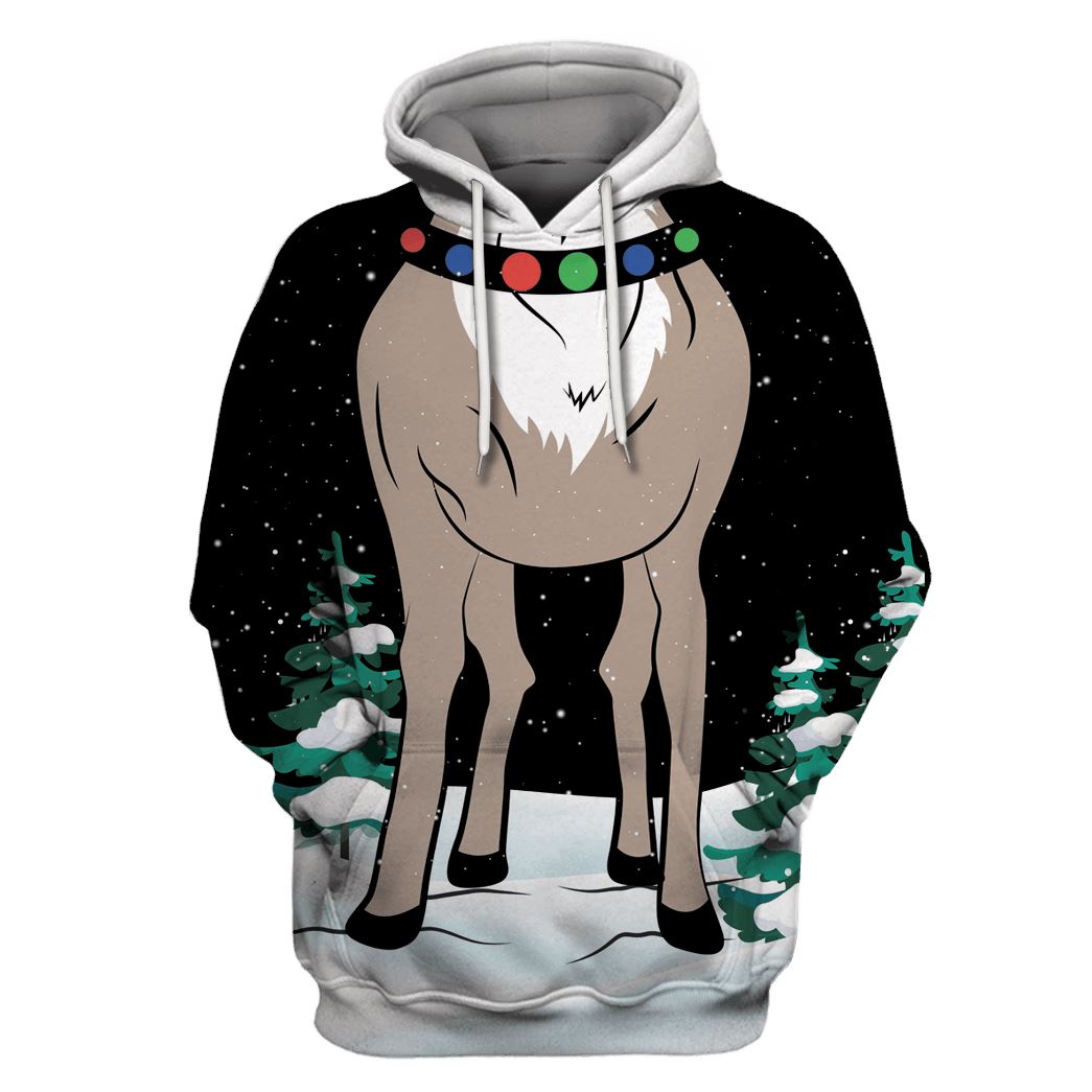 Christmas Reindeer Custom T-shirt - Hoodies Apparel HD-UGL110175 3D Custom Fleece Hoodies Hoodie S 