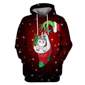 Christmas unicorn Custom T-shirt - Hoodies Apparel HD-MV110591 3D Custom Fleece Hoodies Hoodie S 