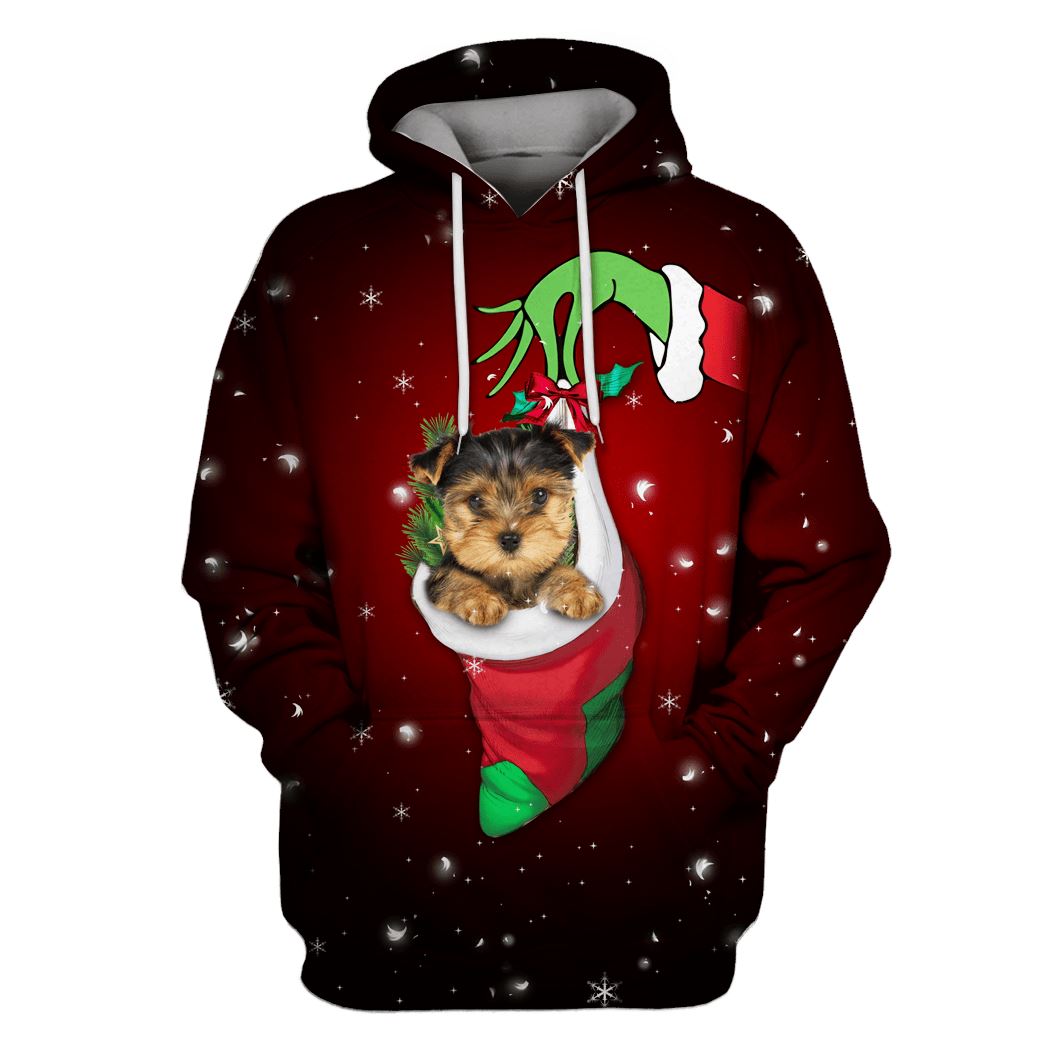 Christmas yorkshire terrier Custom T-shirt - Hoodies Apparel MV110590 3D Custom Fleece Hoodies Hoodie S 