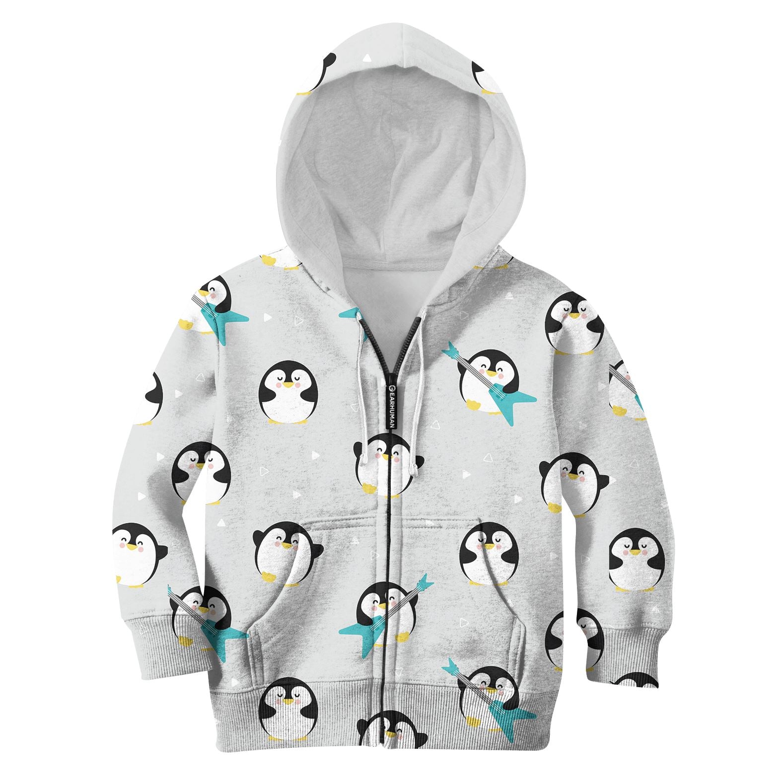 Chubby Penguin Playing Music Custom Hoodies T-shirt Apparel HD-PET110362K kid 3D apparel Kid Zip Hoodie S/6-8 