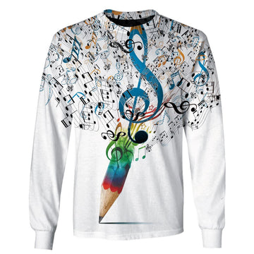 Color pencil with music Custom T-shirt - Hoodies Apparel HD-GH110459 3D Custom Fleece Hoodies Long Sleeve S 