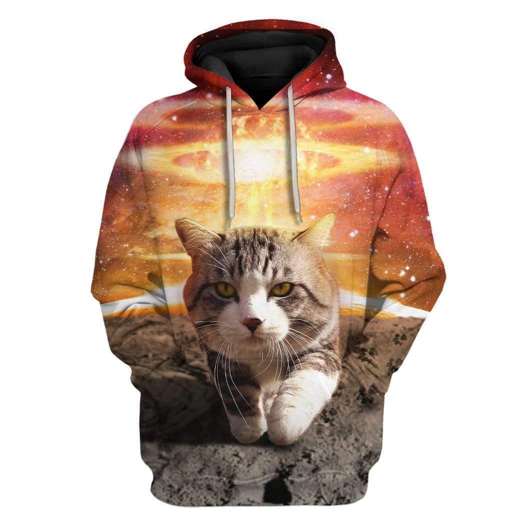 Cool Cat Walk Away From Galaxy Explosions Custom T-Shirts Hoodies Apparel CT-DT2612195 3D Custom Fleece Hoodies Hoodie S 