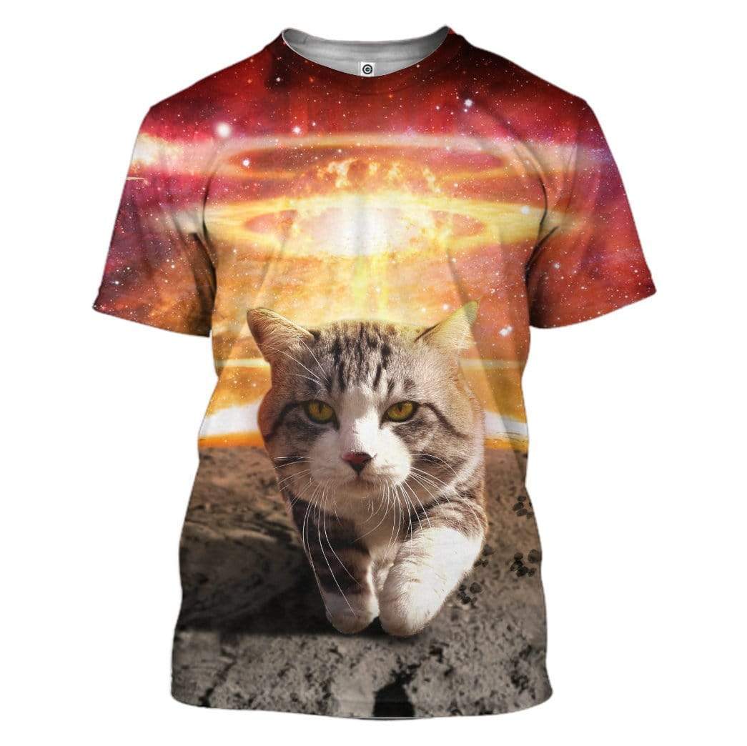 Cool Cat Walk Away From Galaxy Explosions Custom T-Shirts Hoodies Apparel CT-DT2612195 3D Custom Fleece Hoodies T-Shirt S 
