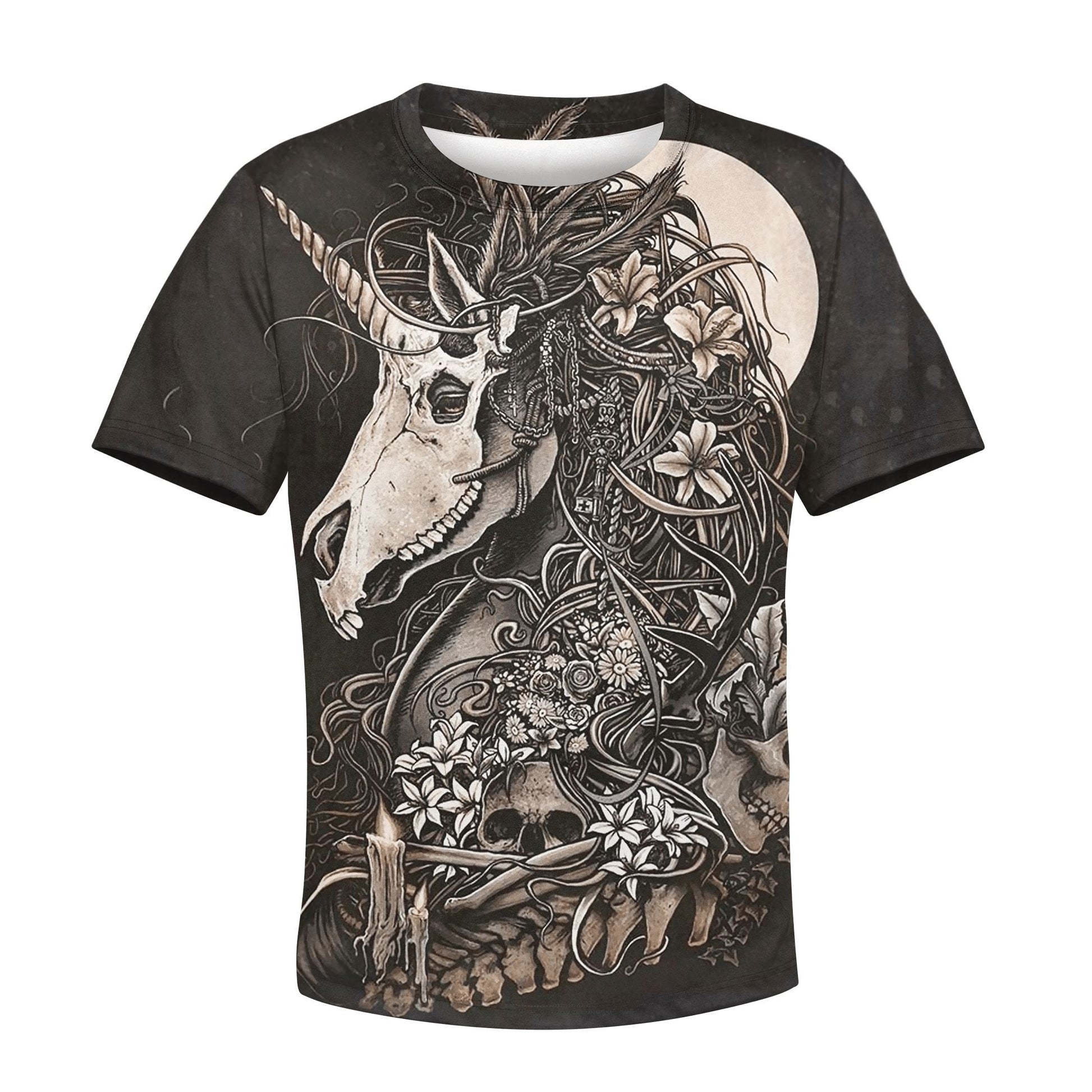 Cool Skull Unicorn Custom Hoodies T-shirt Apparel HD-UNI110104K kid 3D apparel Kid T-Shirt XS 