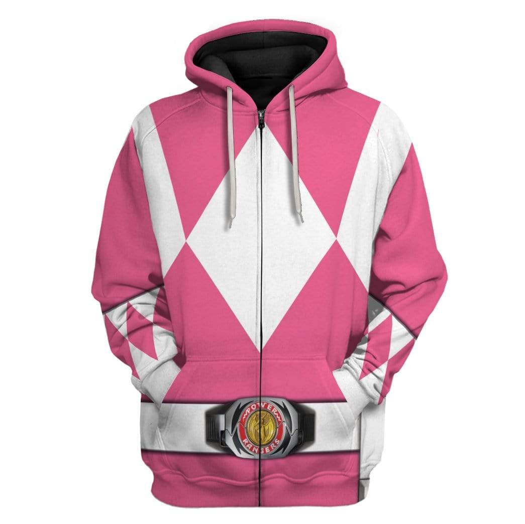 Cosplay Pink Power Ranger Custom T-Shirts Hoodies Apparel H01025 3D Custom Fleece Hoodies Zip Hoodie S 