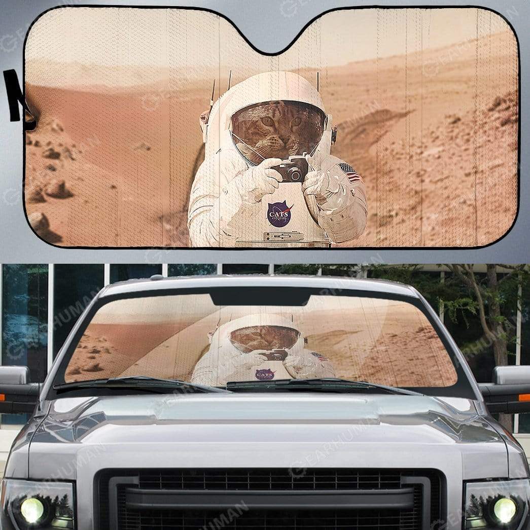 Custom Car Auto Sunshade Astronaut Cat on Mars HD-AT0491904-SS Auto Sunshade 