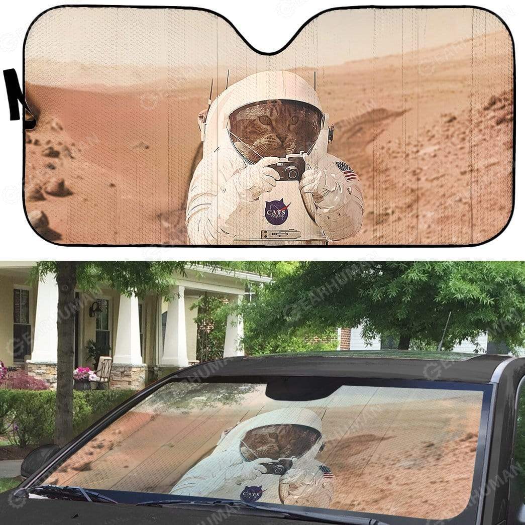 Custom Car Auto Sunshade Astronaut Cat on Mars HD-AT0491904-SS Auto Sunshade 