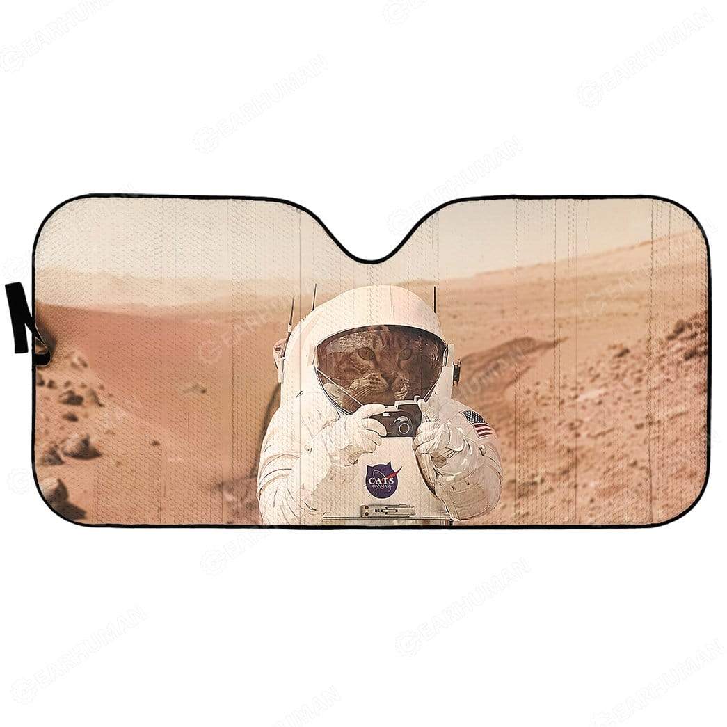 Custom Car Auto Sunshade Astronaut Cat on Mars HD-AT0491904-SS Auto Sunshade 57''x27.5'' 