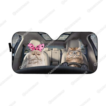 Gearhumans Custom Car Auto Sunshade Cat