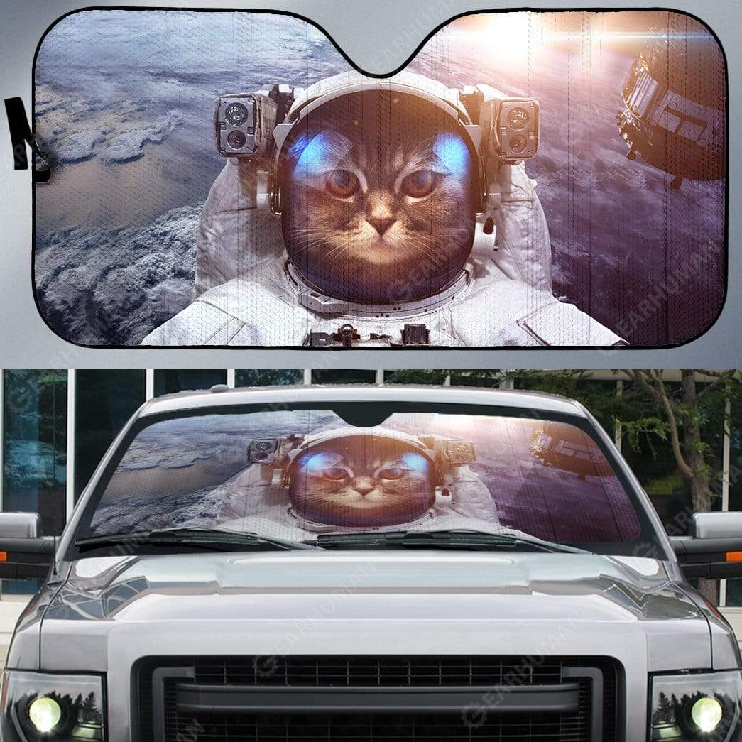 Custom Car Auto Sunshade Cat In Spaceship HD-AT0391905-SS Auto Sunshade 