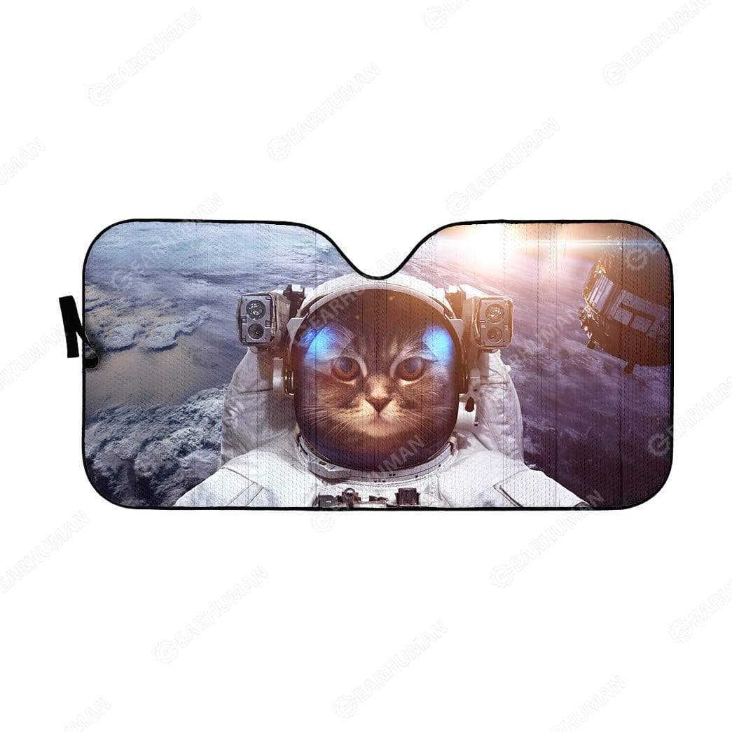 Custom Car Auto Sunshade Cat In Spaceship HD-AT0391905-SS Auto Sunshade 57''x27.5'' 