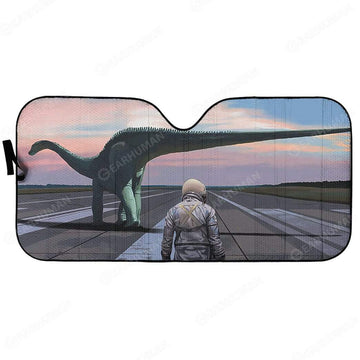 Gearhumans Custom Car Auto Sunshade Dinosaur And Astronaut