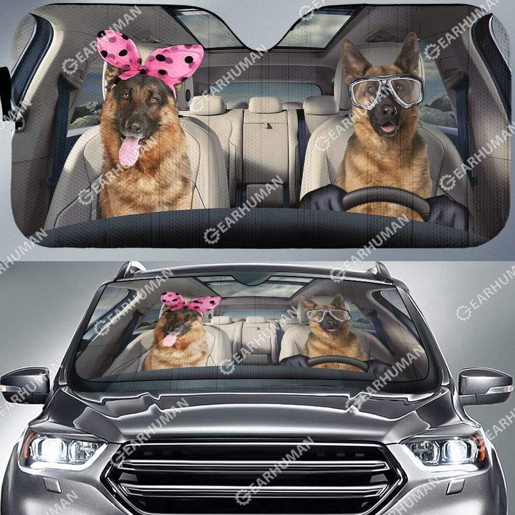 Custom Car Auto Sunshade German Shepherd HD-GH1481906-SS Auto Sunshade 