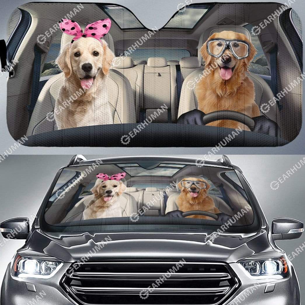 Custom Car Auto Sunshade Golden Retrievers HD-GH1481907-SS Auto Sunshade 