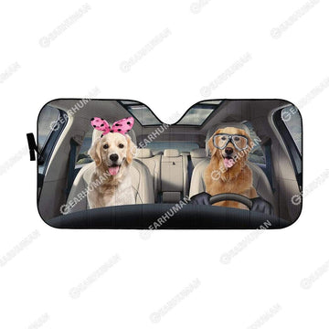 Gearhumans Custom Car Auto Sunshade Golden Retrievers