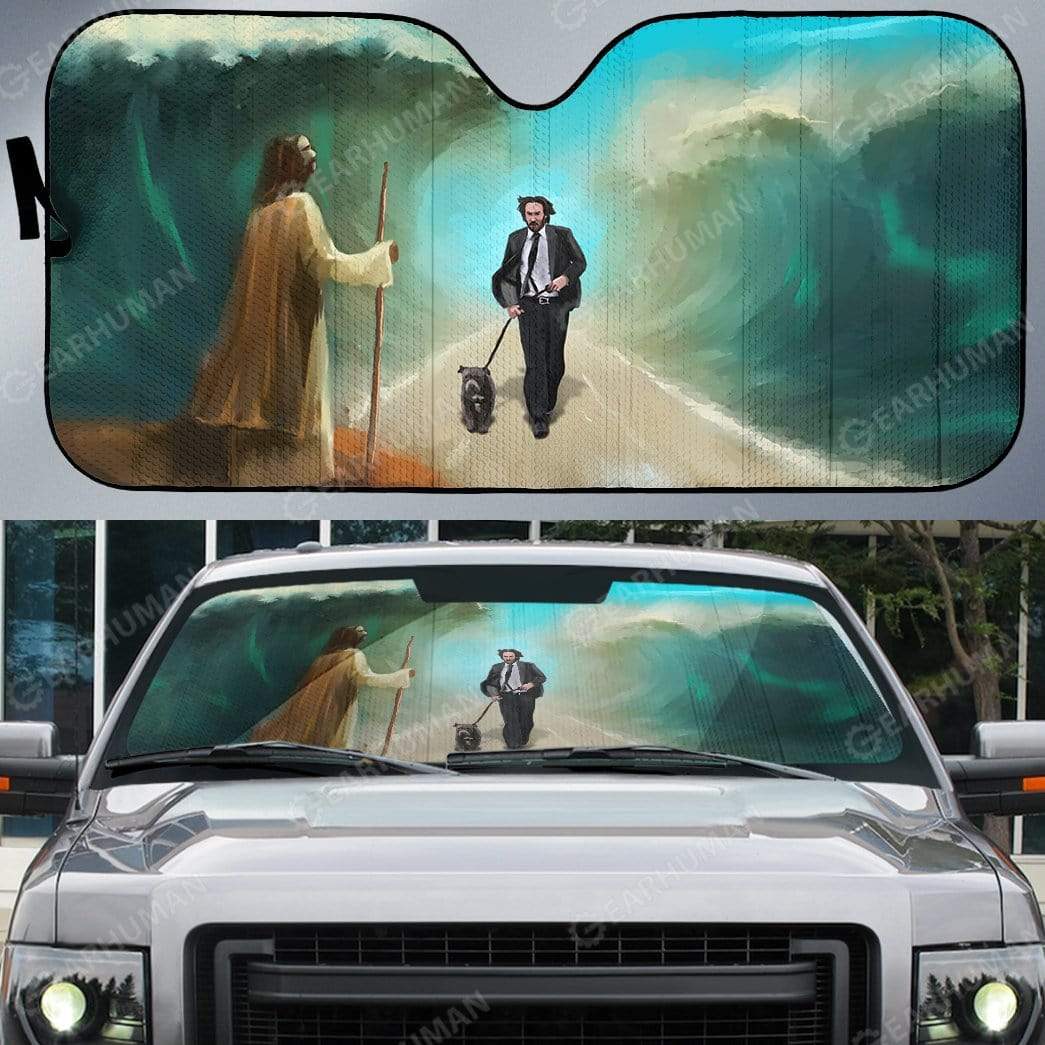 Custom Car Auto Sunshade Jesus And John Wick HD-GH2491908-SS Auto Sunshade 