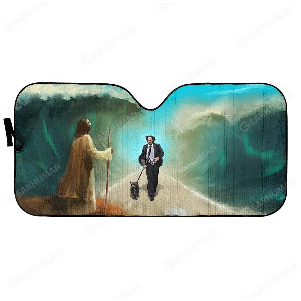 Custom Car Auto Sunshade Jesus And John Wick HD-GH2491908-SS Auto Sunshade 57''x27.5'' 