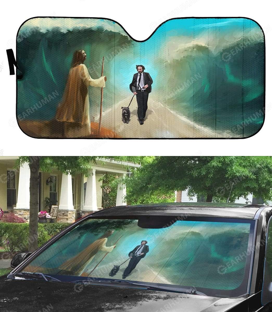 Custom Car Auto Sunshade Jesus And John Wick HD-GH2491908-SS Auto Sunshade 