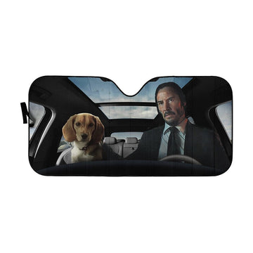 Gearhumans Custom Car Auto Sunshade John Wick With Dog