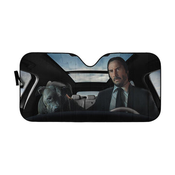 Gearhumans Custom Car Auto Sunshade John Wick With Dog