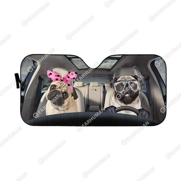 Gearhumans Custom Car Auto Sunshade Pug