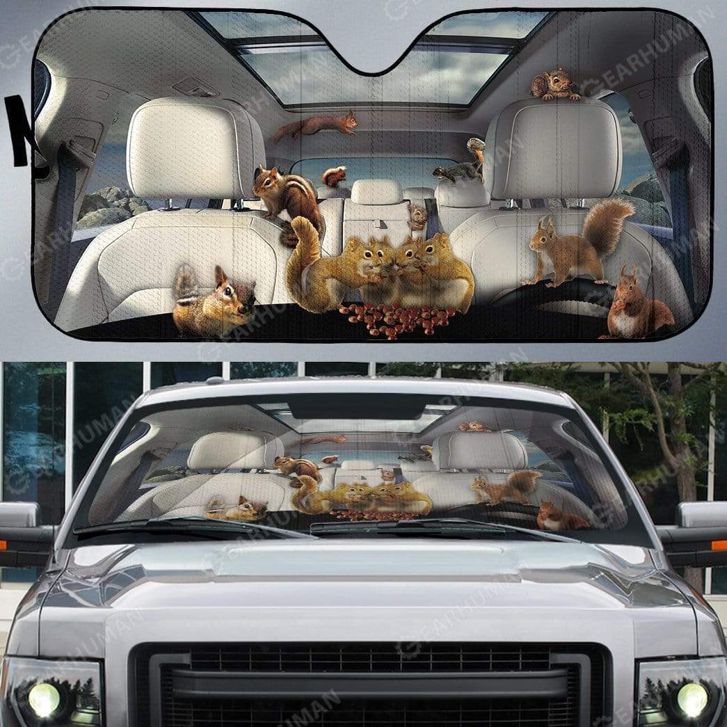 Custom Car Auto Sunshade Squirrels HD-DT2181935-SS Auto Sunshade 