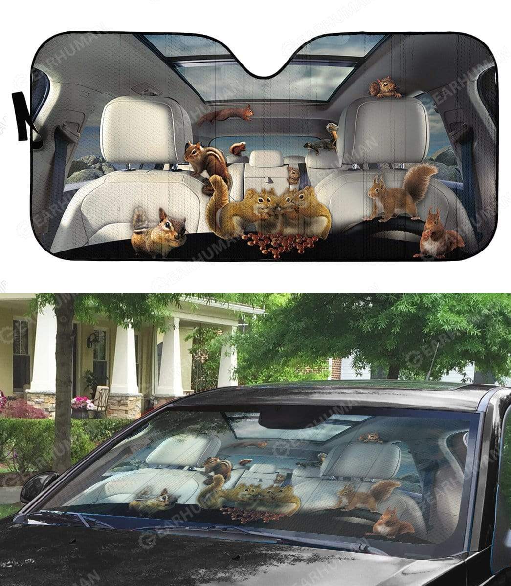 Custom Car Auto Sunshade Squirrels HD-DT2181935-SS Auto Sunshade 