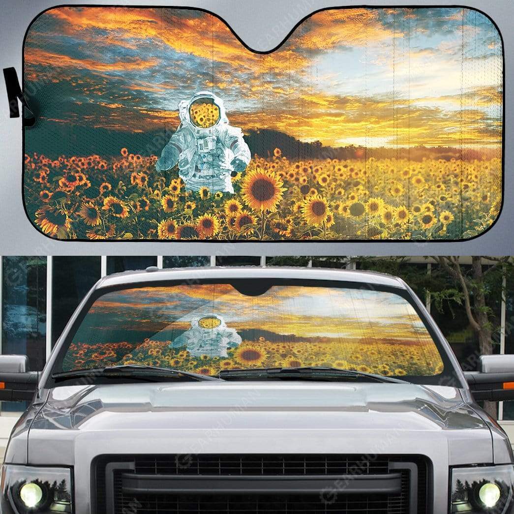 Custom Car Auto Sunshade Sunflowers And Astronaut HD-AT0491919-SS Auto Sunshade 