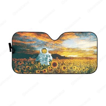 Gearhumans Custom Car Auto Sunshade Sunflowers And Astronaut