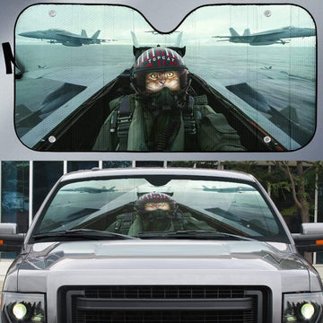 Gearhumans Custom Car Auto Sunshade Top Cat Top Gun