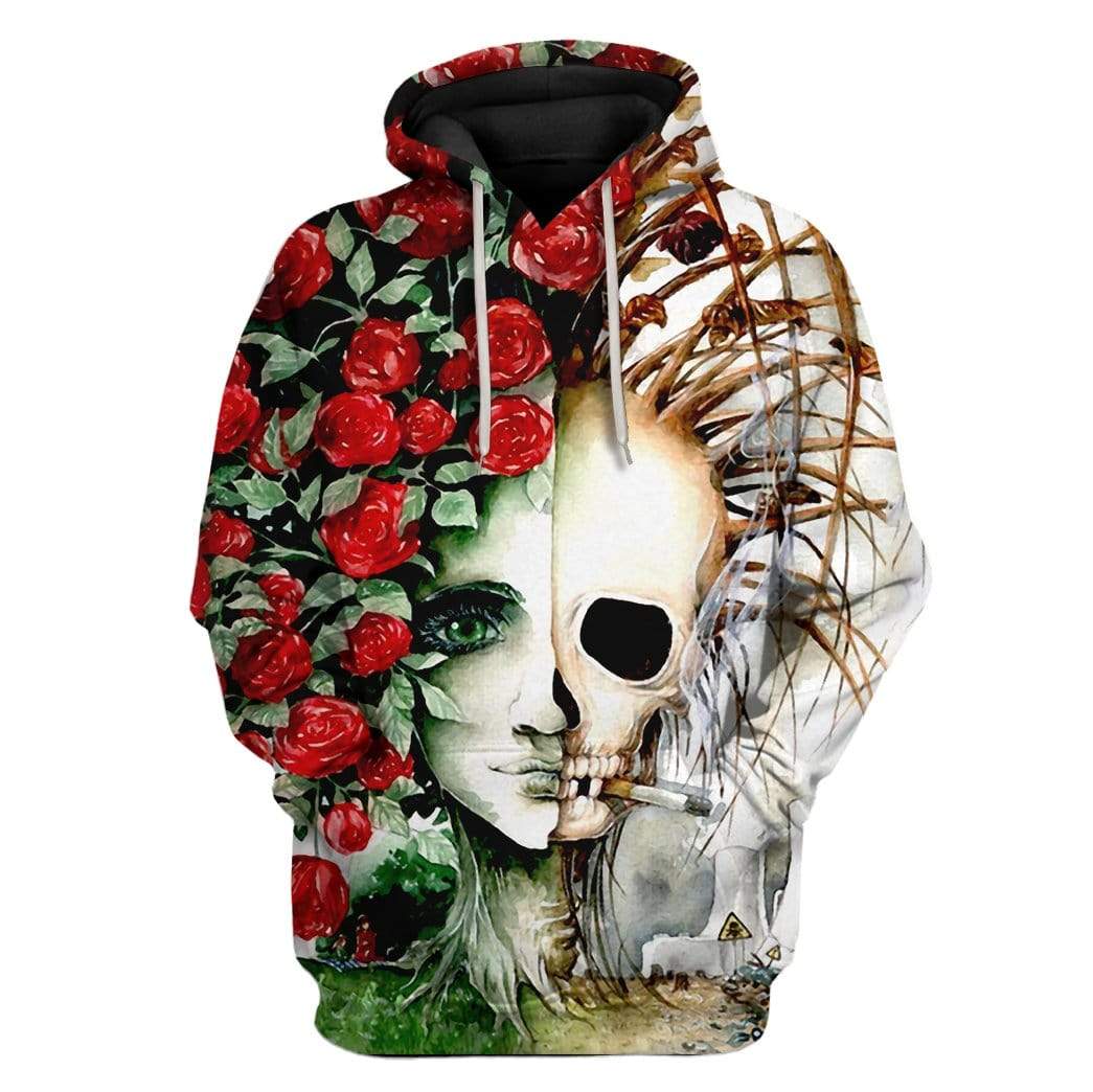 Custom Flowers And Skull Apparel HD-DT2981906 3D Custom Fleece Hoodies Hoodie S 