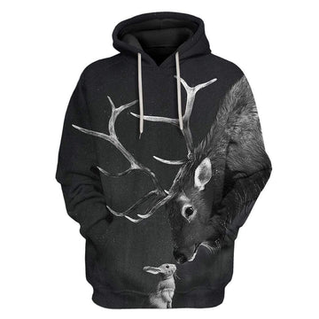 Gearhumans Custom T-shirt - Hoodies Deer With Rabbit