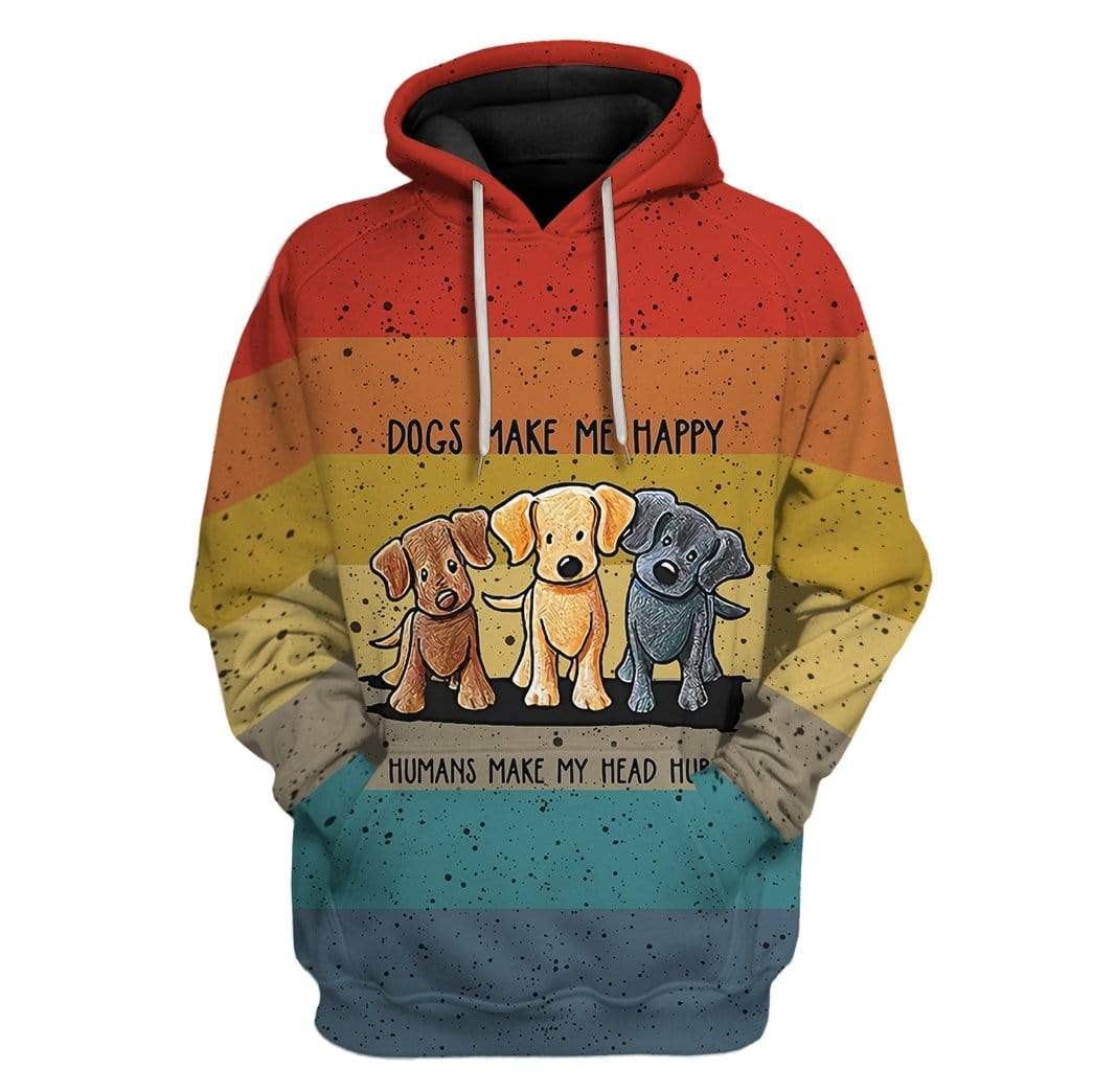 Custom T-shirt - Hoodies Dogs Make Me Happy Humans Make My Head Hurt HD-GH1081905 3D Custom Fleece Hoodies Hoodie S 