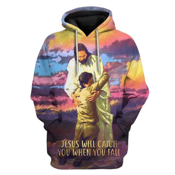 Gearhumans Custom T-shirt - Hoodies Jesus Will Catch You When You Fall