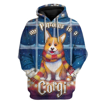 Custom T-shirt - Hoodies My Patronus Is A Corgi HD-GH3071921 3D Custom Fleece Hoodies Hoodie S 
