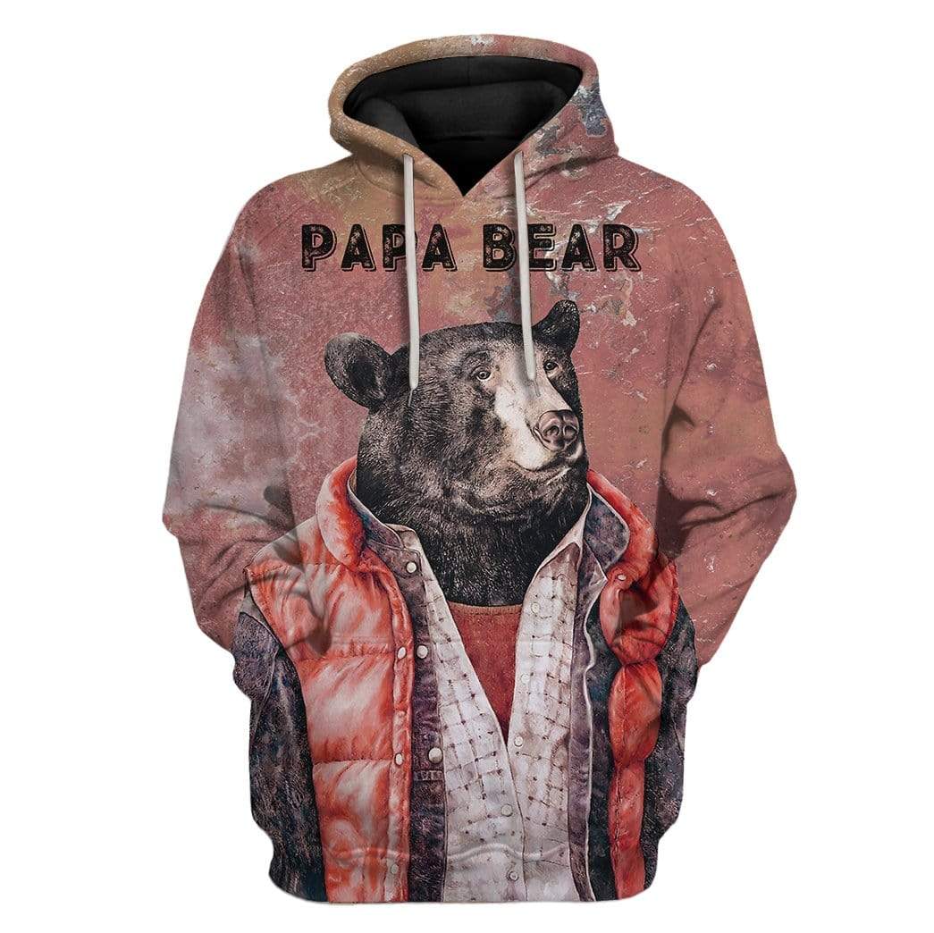 Custom T-shirt - Hoodies Papa Bear HD-GH0581907 3D Custom Fleece Hoodies Hoodie S 