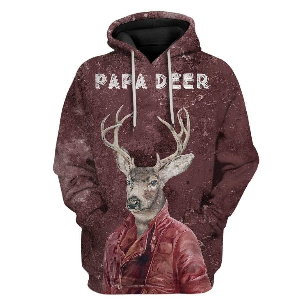 Custom T-shirt - Hoodies PAPA Deer HD-GH0581919 3D Custom Fleece Hoodies Hoodie S 