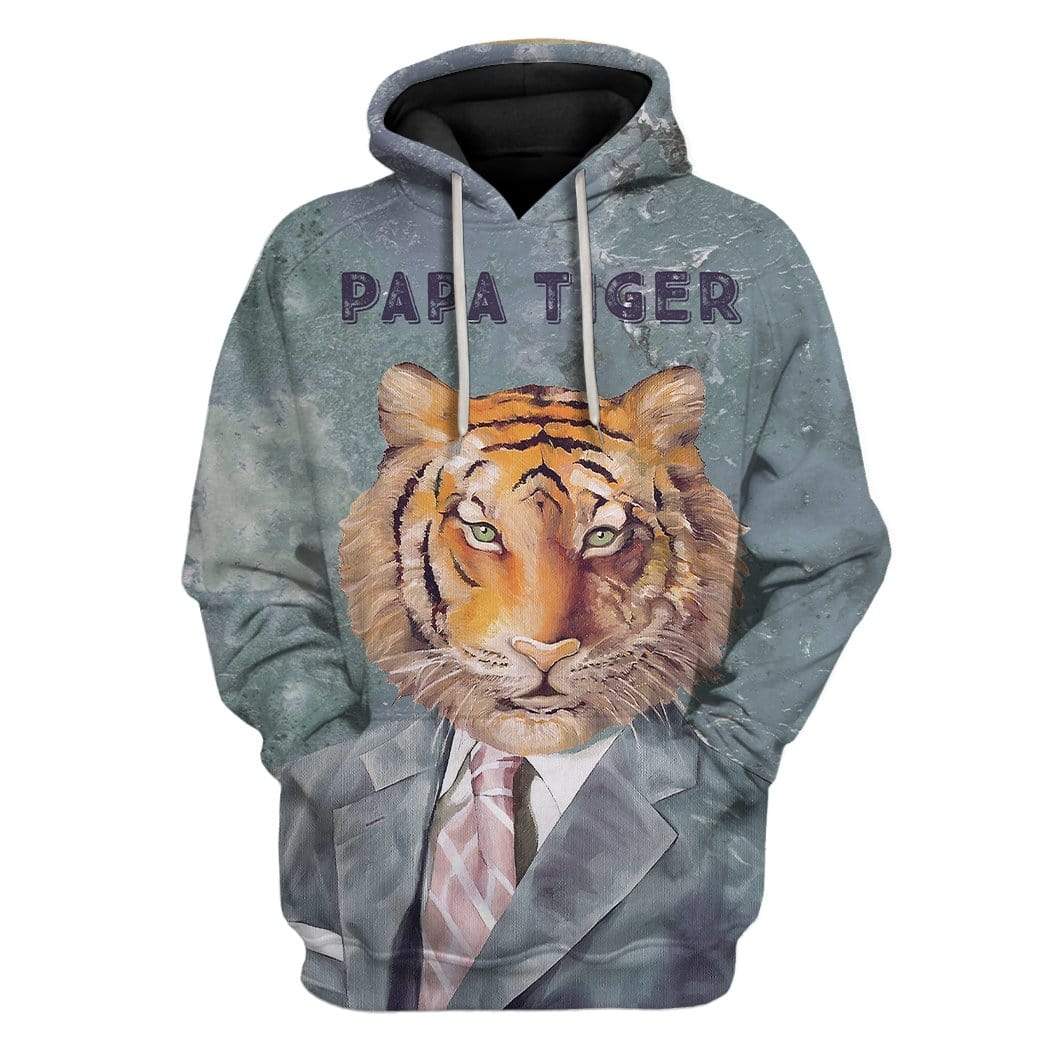 Custom T-shirt - Hoodies PAPA Tiger HD-GH0581925 3D Custom Fleece Hoodies Hoodie S 