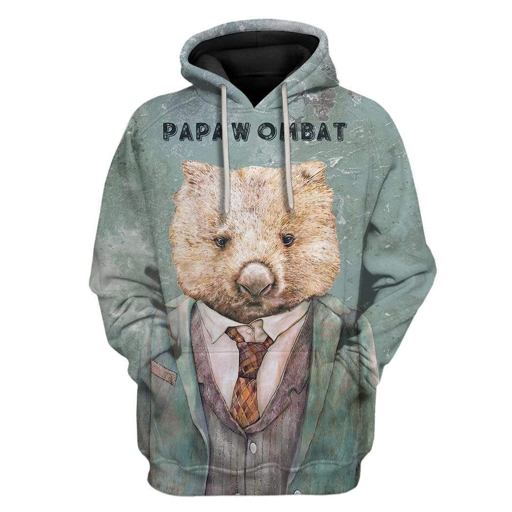 Custom T-shirt - Hoodies Papa Wombat HD-GH0581910 3D Custom Fleece Hoodies Hoodie S 